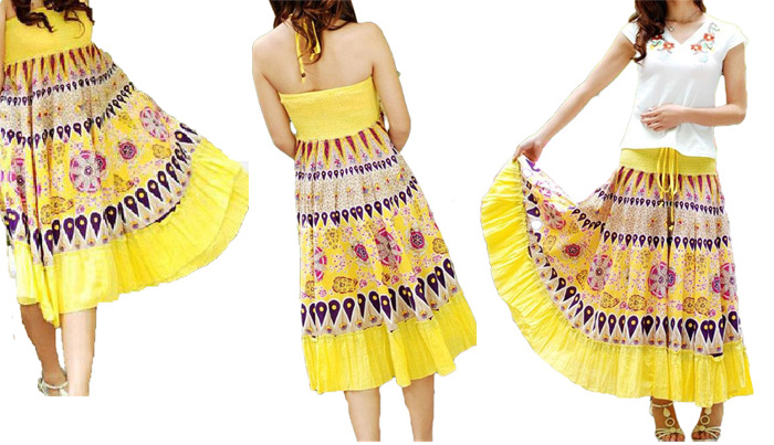 Finn Goldenrod Yellow Smock Skirt Collage