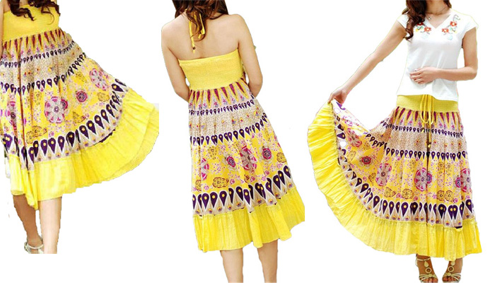 Finn Goldenrod Yellow Smock Skirt Collage