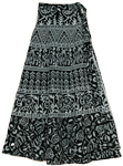 Animal Print Black White Long Wrap Skirt