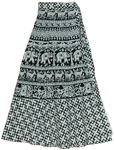 Patterns Animal Print Long Wrap Skirt in Black White