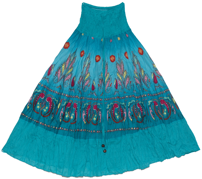 Bondi Blue Smock Boho Skirt