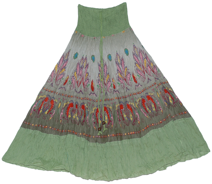 Battleship Grey Green Smock Boho Skirt