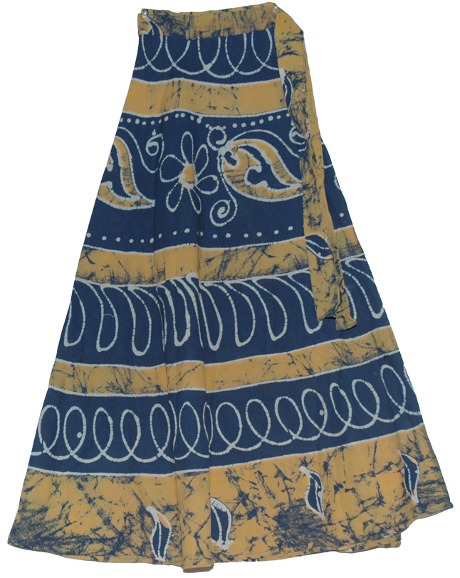 Wrap Skirt Style Blue Wood Long Wrap Skirt