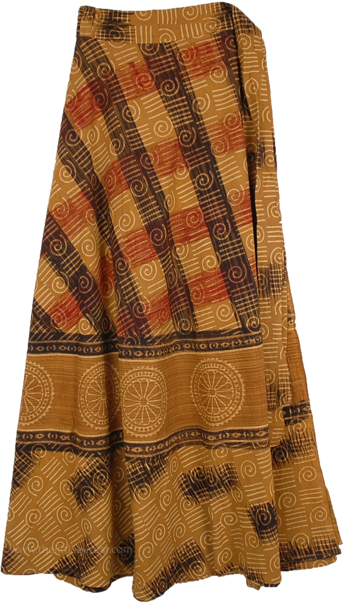 Enhanted Chakra Earthen Ethnic Wrap Cotton Skirt
