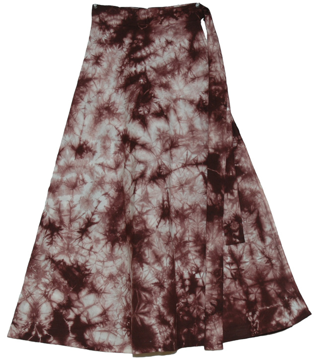 Cocoa Brown Tie Dye Calf Length Skirt