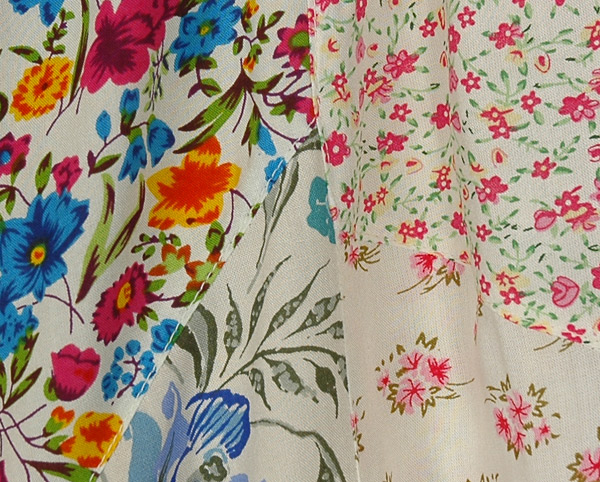 Vintage Blossom Ivory Patchwork Wide Leg Pants