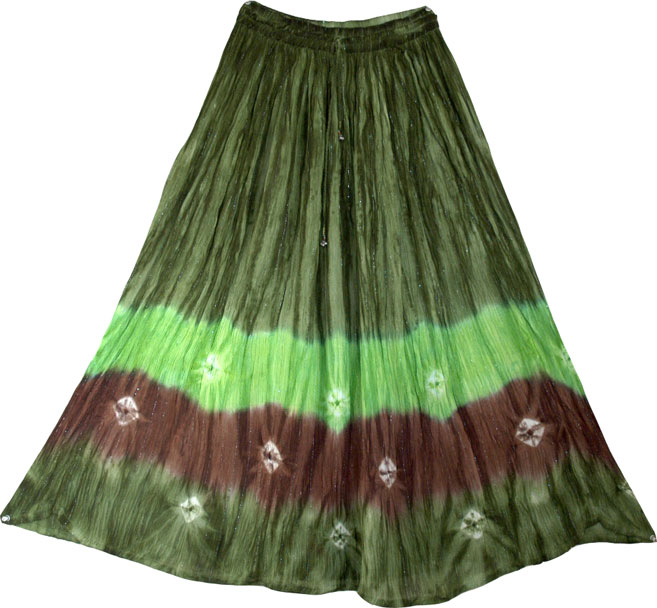 Boho Chic Tie Dye Indian Long Skirt Green