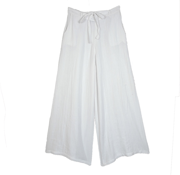 White Cloud Wide Leg Cotton Palazzo Pants