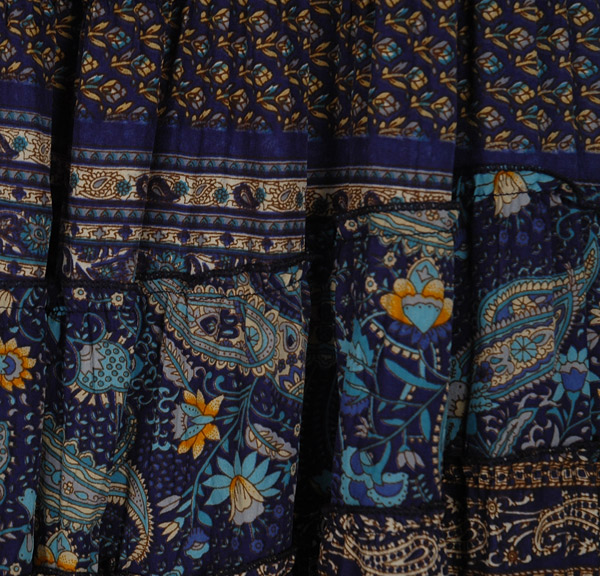 Port Gore Navy Patchwork Boho Tiered Skirt Dress