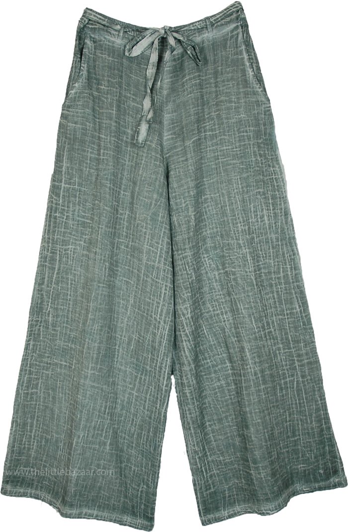Sage Breeze Wide Leg Cotton Palazzo Pants