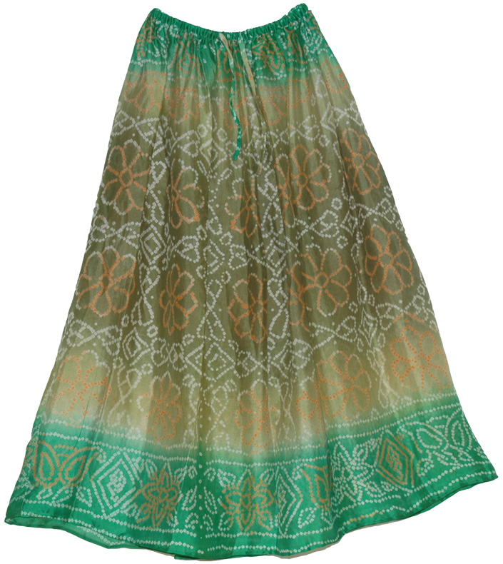 Light Olive Tie Dye Long Skirt