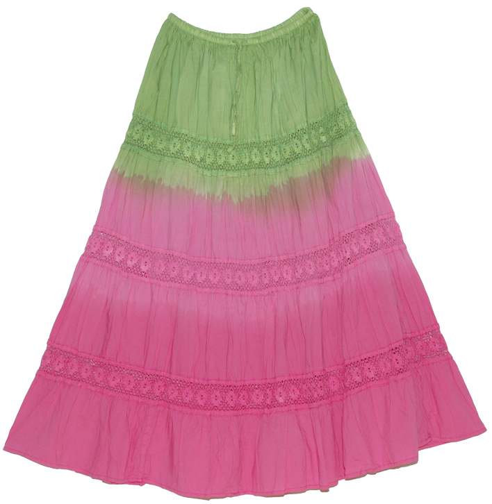 Tie Dye Long Skirt Olivine Charm