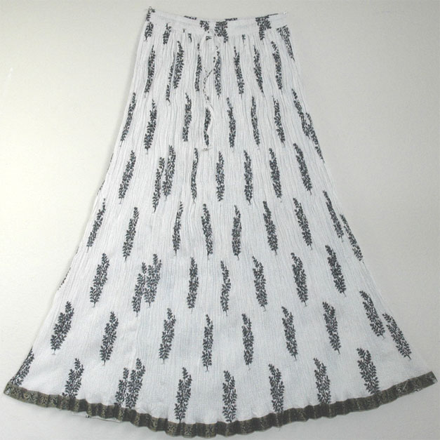 White Black Crinkle Summer Long Skirt