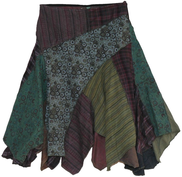 Enviro Boho Fringed Patch Work Skirt