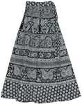 Royal Black White Wrap Around Long Skirts