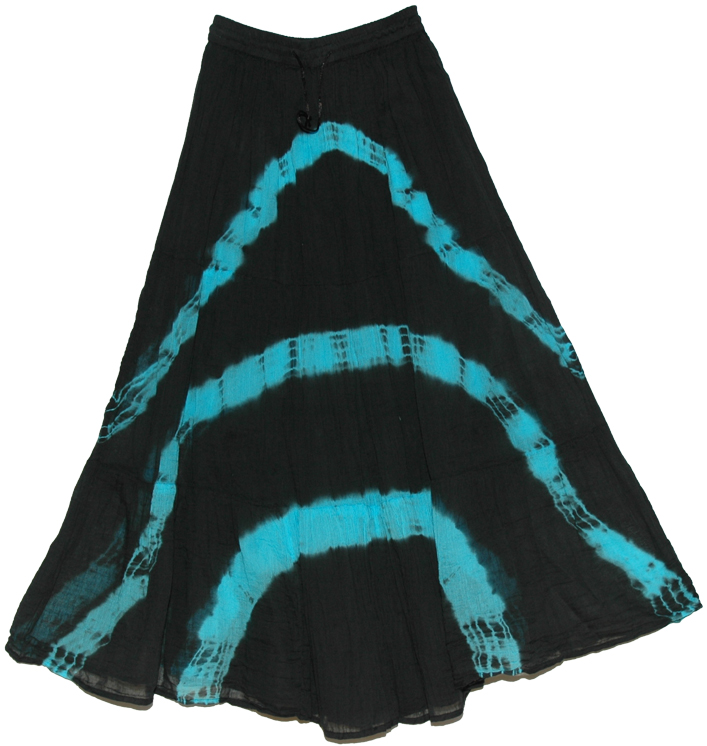 Black Tie Dye Skirt Blue Streaks