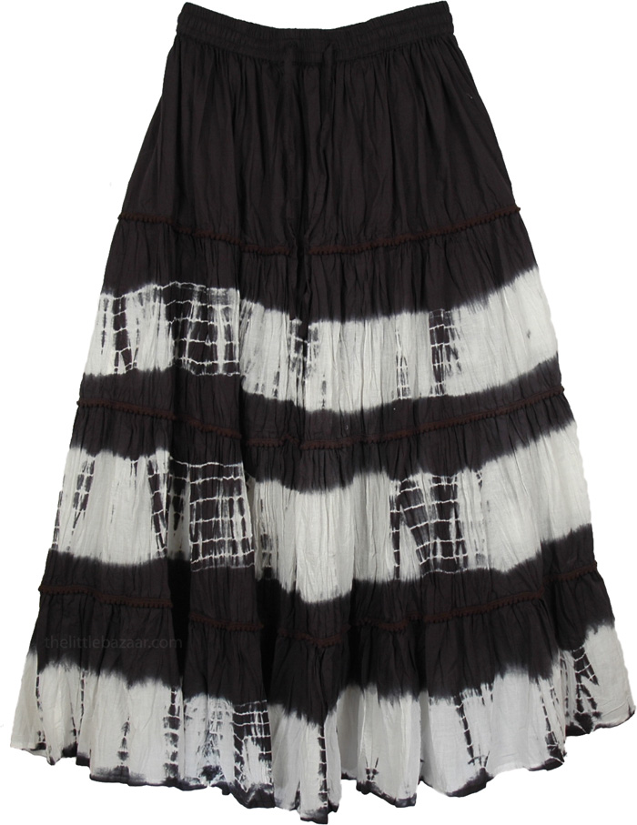 Black Tie Dye Skirts White Streaks