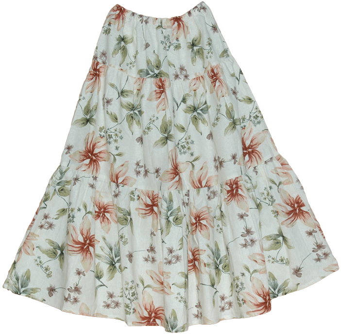 Printed Floral Summer Long Skirt