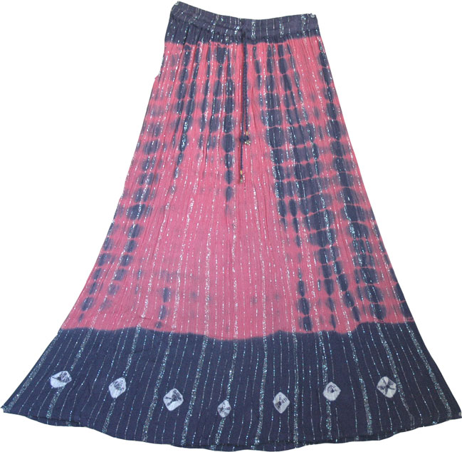 Pink Blue Tie Dyed Ethnic Long Skirt