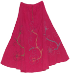 Maroon Flush Embroidered Full Skirt