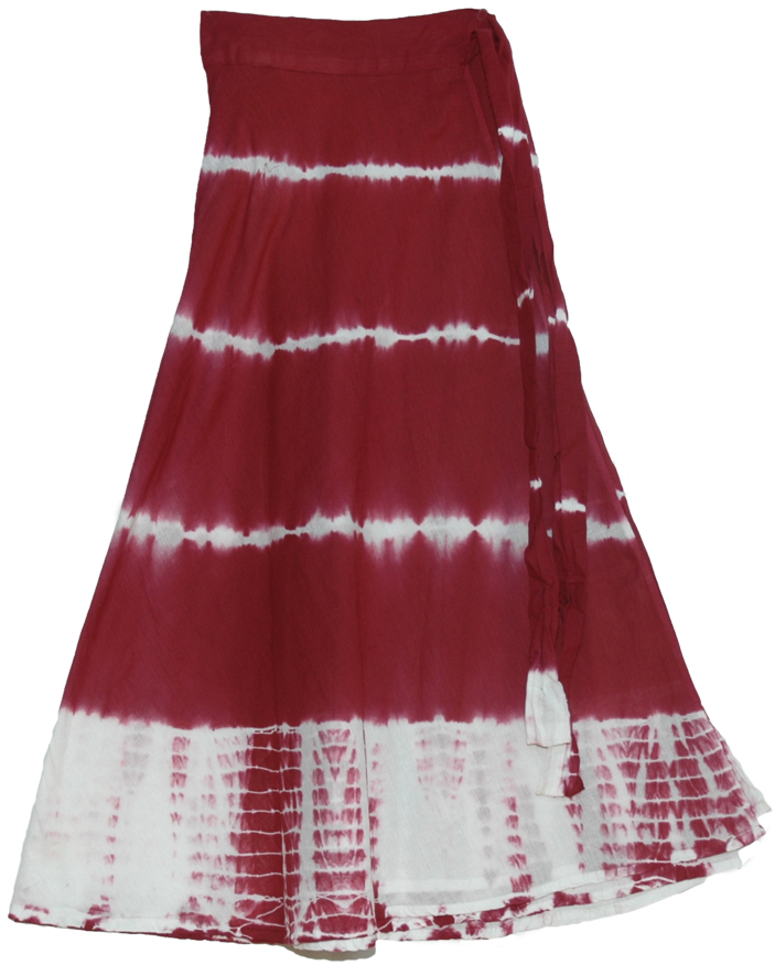 Crown Tie Dye Wrap Around Skirt in Dark Red
