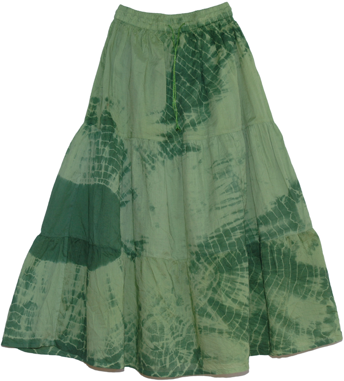 Green in Green Tie Dye Tiered Skirt