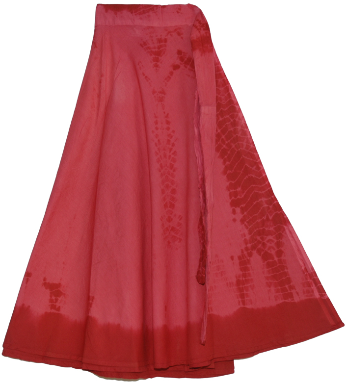 Red in Red Tie Dye Wraparound Skirt