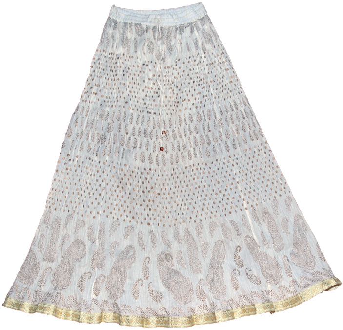 Iron White Crinkle Skirt in Golden Humor