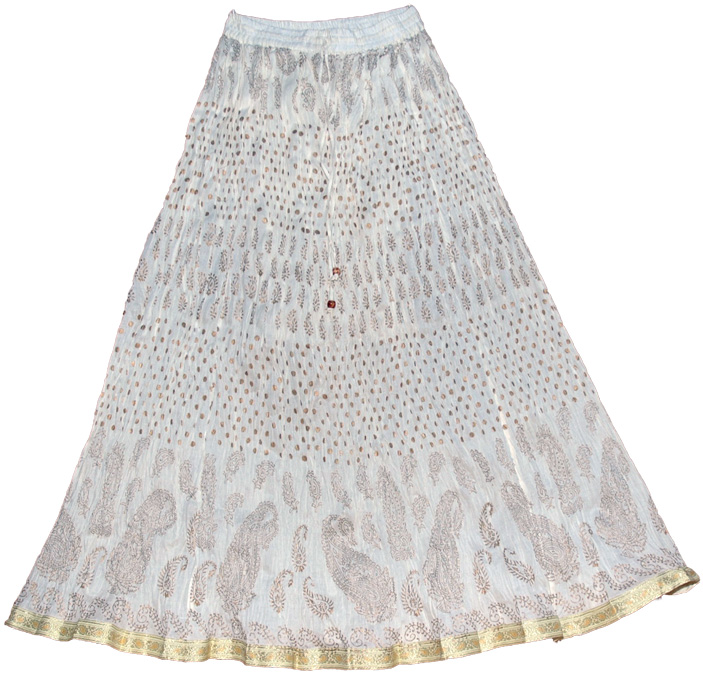 Iron White Crinkle Skirt in Golden Humor