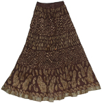 Crinkle Long Skirt in English Walnut Brown