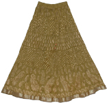 Crinkle Long Skirt in Olive Pesto Color