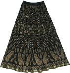 Woodsmoke Black Crinkle Long Skirt