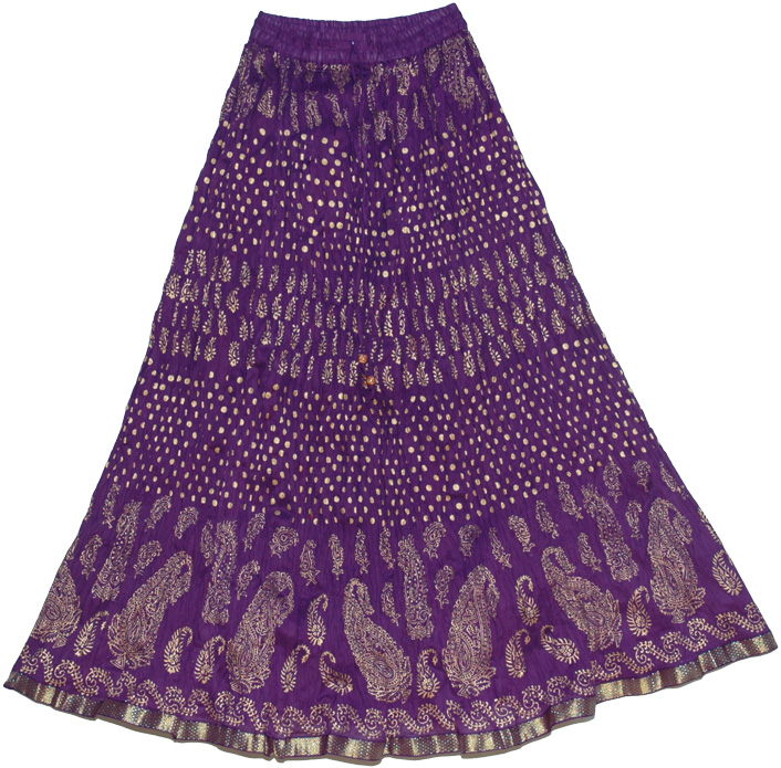 Japanese Eggplant Crinkled Cotton Skirt