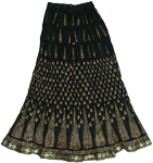 Black Golden Crinkle Long Skirt
