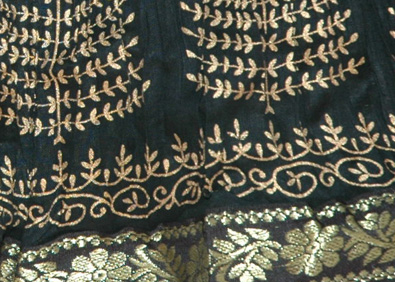 Black Golden Crinkle Long Skirt