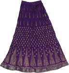 Grape Decor Crinkle Long Skirt