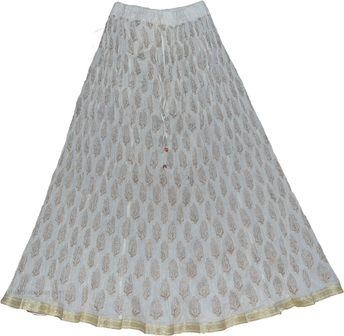 White Royal Crinkle Long Skirt