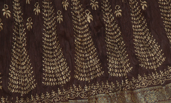 Dark Cocoa Crinkle Long Skirt