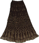 Dark Cocoa Crinkle Long Skirt