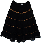 Bohemian Copper Ribbon Georgette Black Skirt