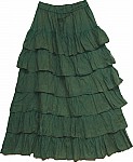 Long Green Layered Skirt