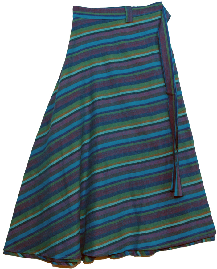 Aqua Boho Cotton Long Skirt