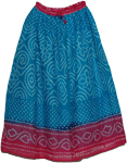 Bohemian Style Blue Pink Long Skirt
