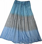 Blue Gray Bohemian Skirt With Mirrors