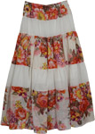 Garden White Cotton Long Skirt