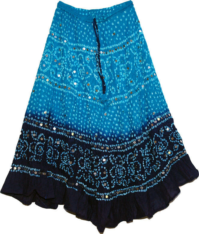 Ocean Tonal Sequin Long Skirt