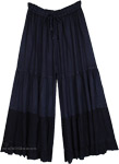 Cascading Blue Wide-Leg Flowing Palazzo Pants