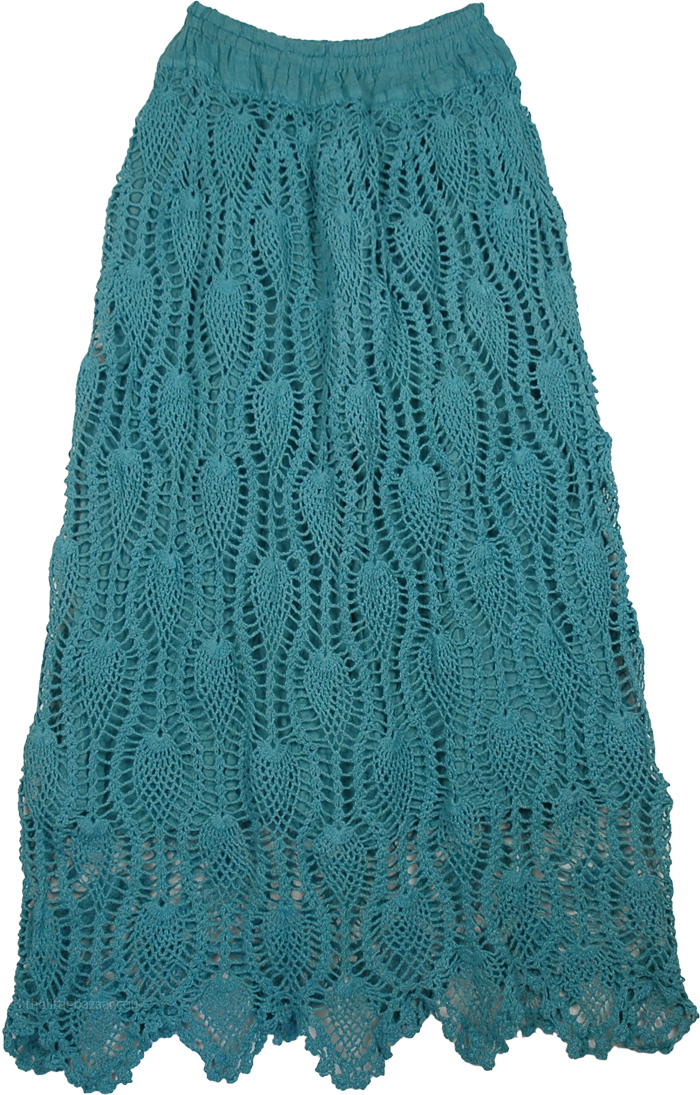 Elm Green Crochet Boho XS Long Skirt