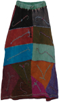 Sacajawea Boho Patchwork Long Skirt in Extra Small