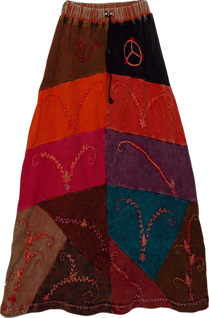 Bright Bohemian Tribal Long Skirt